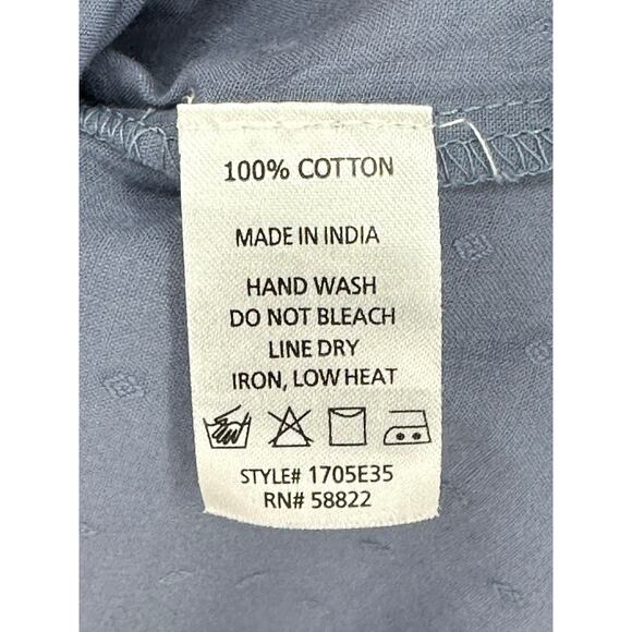 Max Studio Blue Embroidered Top Puff Sleeve M Relaxed Boho Peasant Cottagecore - Picture 6 of 9